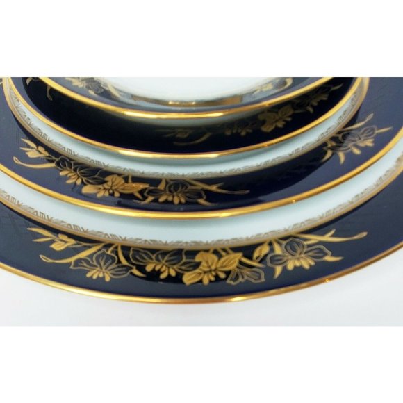 Noritake Legacy Mandalay 3393 Place Setting Gold on Cobalt Blue Mint - Picture 4 of 7